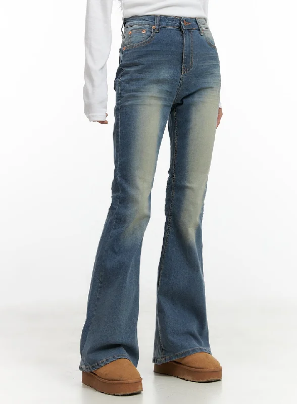 Wrap Skirt Jeans for Versatile -Selena Chic Washed Bootcut Jeans CO424