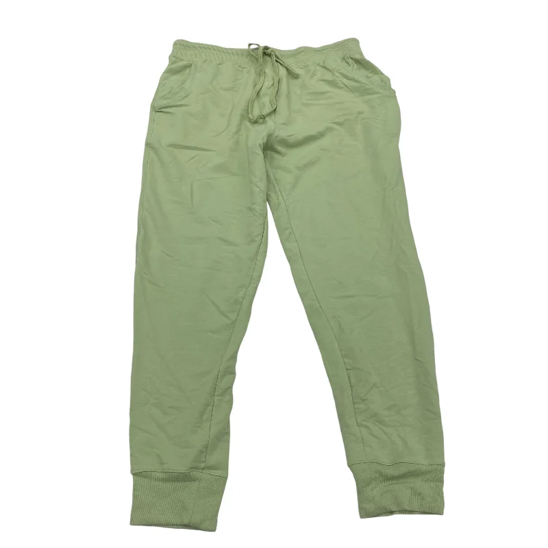 Classic wool pants for cold weather elegance -GREEN PANTS LOUNGE by AMBIANCE APPAREL Size:1X