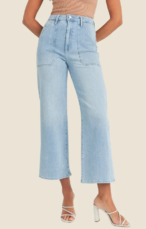 Boyfriend Jeans for Relaxed -Airlea Light Denim Cargo Pocket Jeans