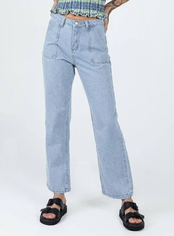 Travel Jeans for On-the-go -Effie Cargo Staight Leg Jean Denim