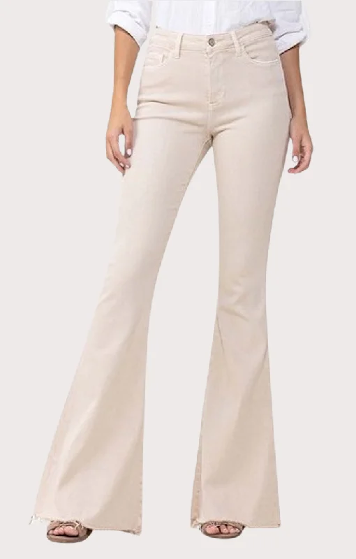 Cargo Jeans for Utility -Gabriella Parchment Super Flare Jeans