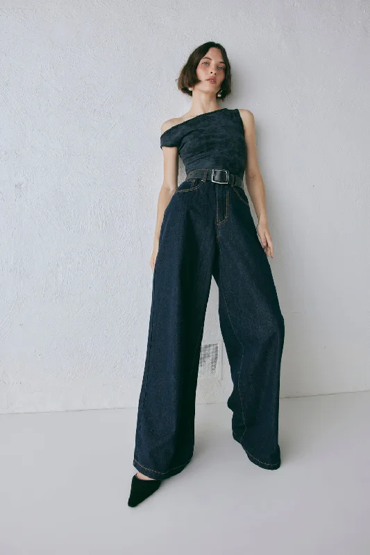 Stylish wide-leg pants for bold evening looks -Aston Denim Jeans Indigo