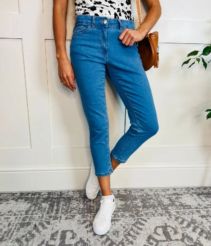 Wide Leg Jeans for Comfort -Light Blue Susie Slim Leg Crop Jean