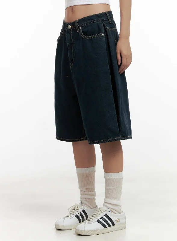 Weekend Jeans for Lazy -Side Folded Wide Leg Jorts CL431