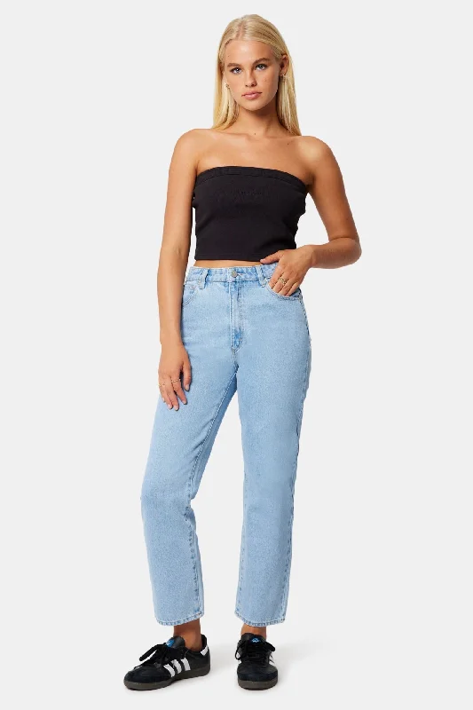 Rolled Shorts Jeans for Style -Venice Kendall Vintage Blue Straight Denim Jean