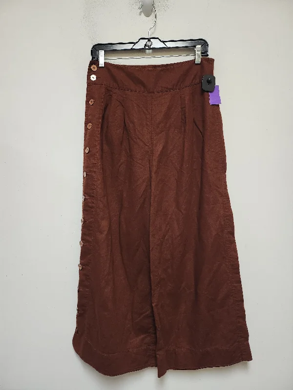 Multi-pocket pants for organized travel convenience -Pants Wide Leg By Anthropologie In Brown, Size: 6