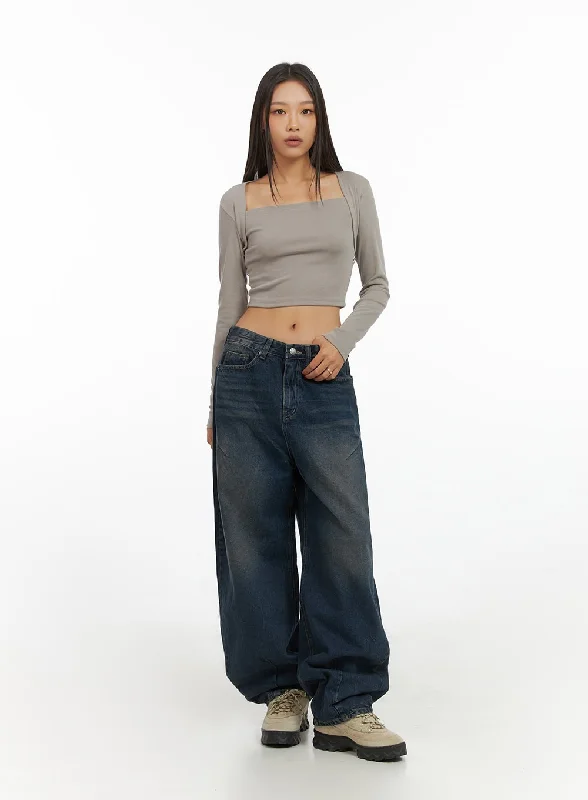 Metal Button Jeans for Classic -Kaia Chic Denim Pants IS427