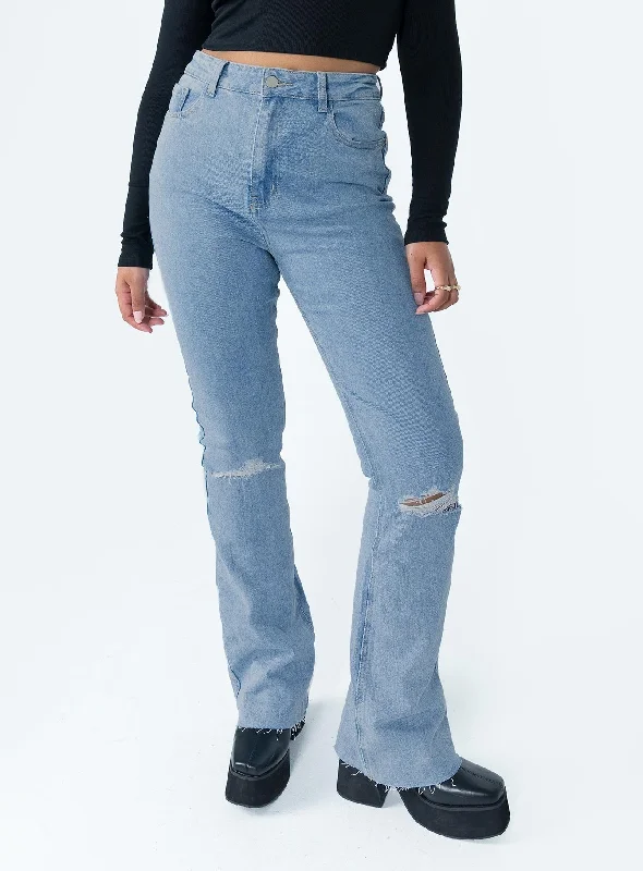 Straight Jeans for Classic Style -Mish High Rise Flare Jean Denim