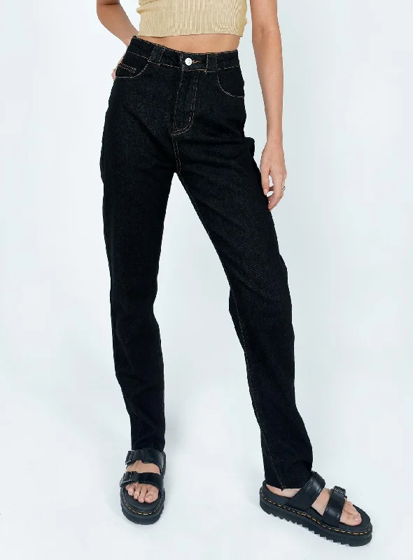 Ripped Jeans for Trendy Look -The Breanne 70s High Rise Jean Black