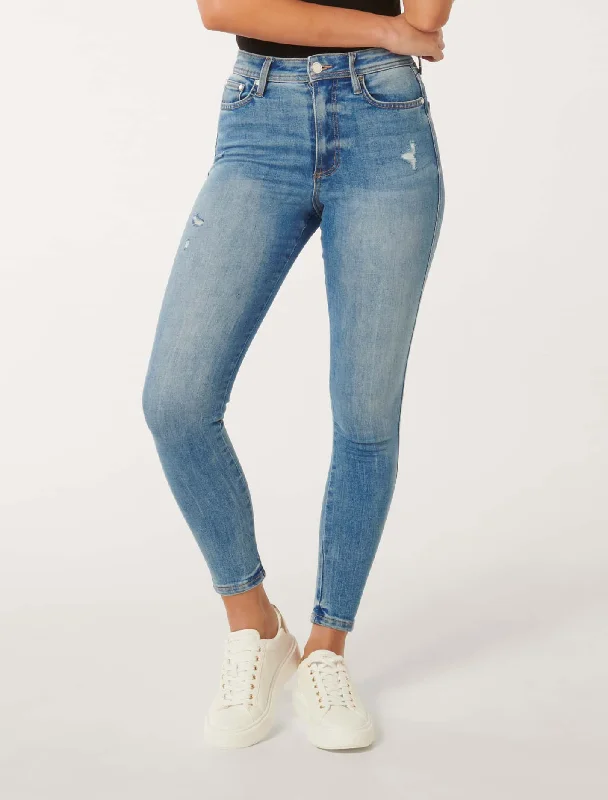 Button Fly Jeans for Traditional -Ashley Mid-Rise Skinny Jeans