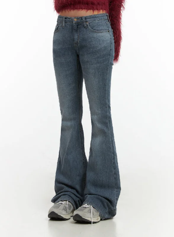 Casual Friday Jeans for Relaxed -Liv Washed Denim Low Waist Bootcut Jeans CO414