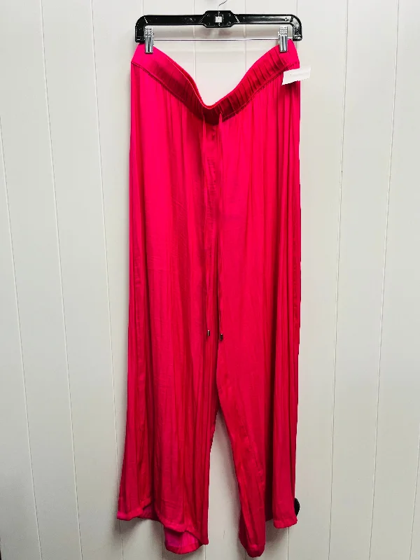 Stretch corduroy pants for cozy fall fashion -Pants Wide Leg By Adrianna Papell In Pink, Size: Xl