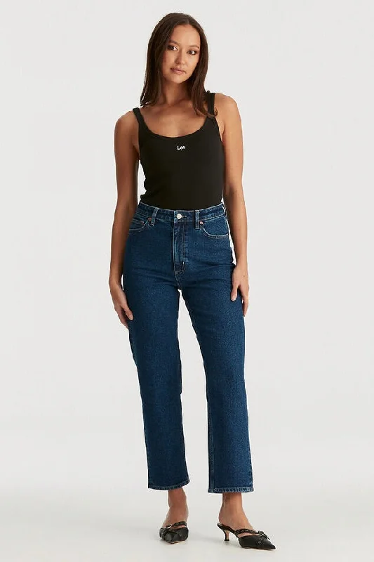 Valentine's Day Jeans for Romantic -High Straight Indigo Dream Crop Denim Jean