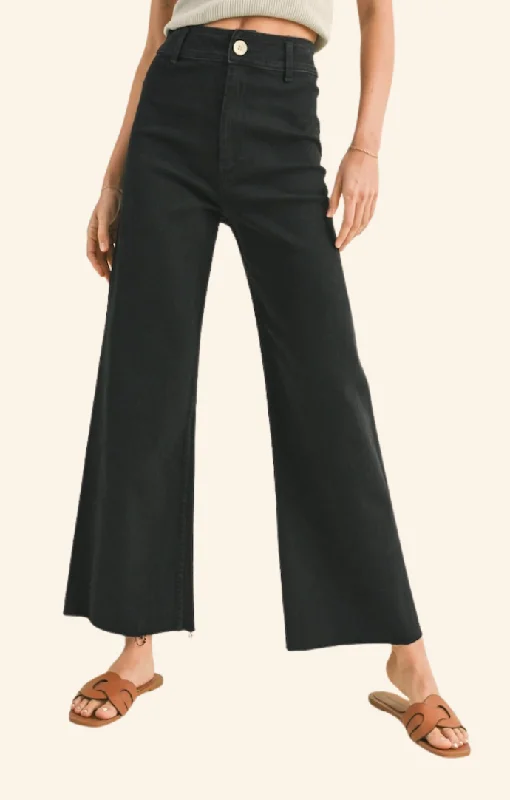 Dark Wash Jeans for Elegance -Carina Faded Black Crop Jeans