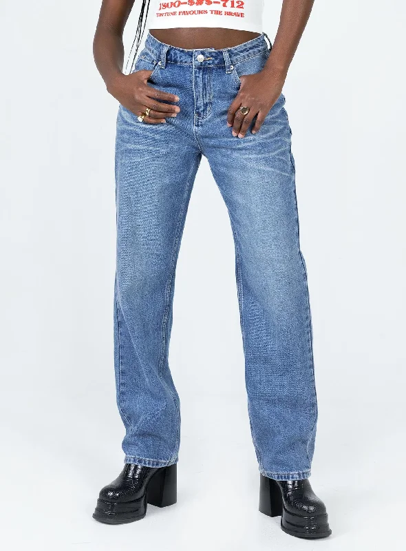 Valentine's Day Jeans for Romantic -Mick Mid Wash Low Rise Jean Denim