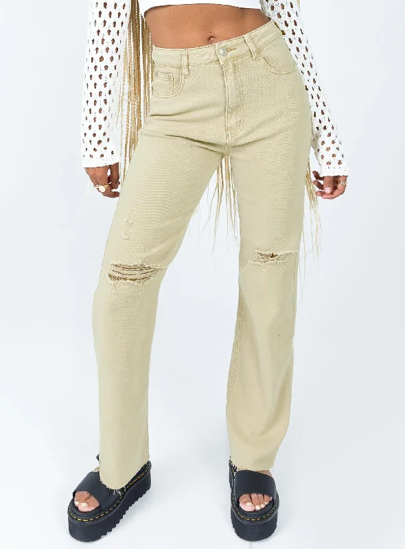 Bootcut Jeans for Flattering -Lou Jeans Beige