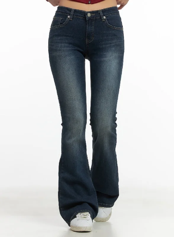 Gray Jeans for Neutral Tone -Lexie Back-Logo Bootcut Jeans CO402