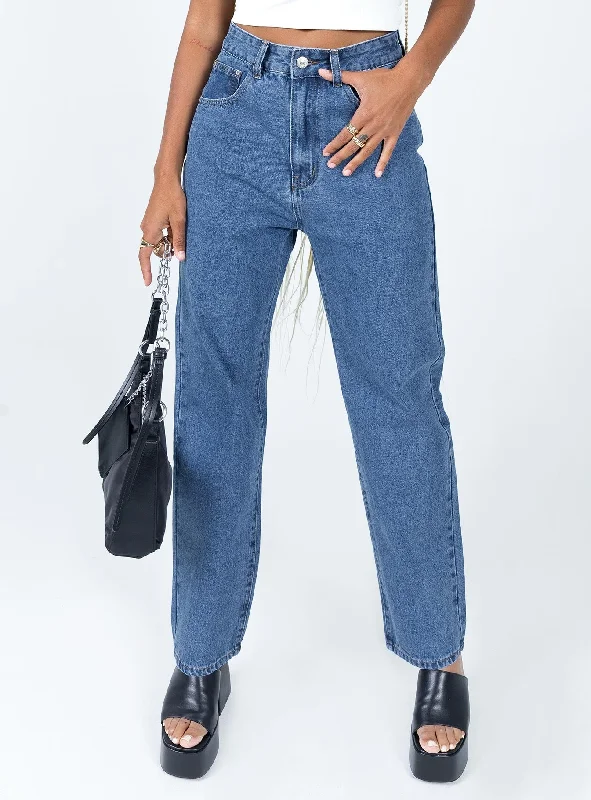 Affordable Jeans for Budget -Palais Mom Jeans Mid Wash Denim