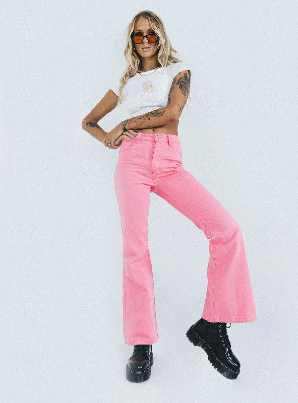 Faded Jeans for Laid-back -Cabarita Lounge Denim Jeans Pink