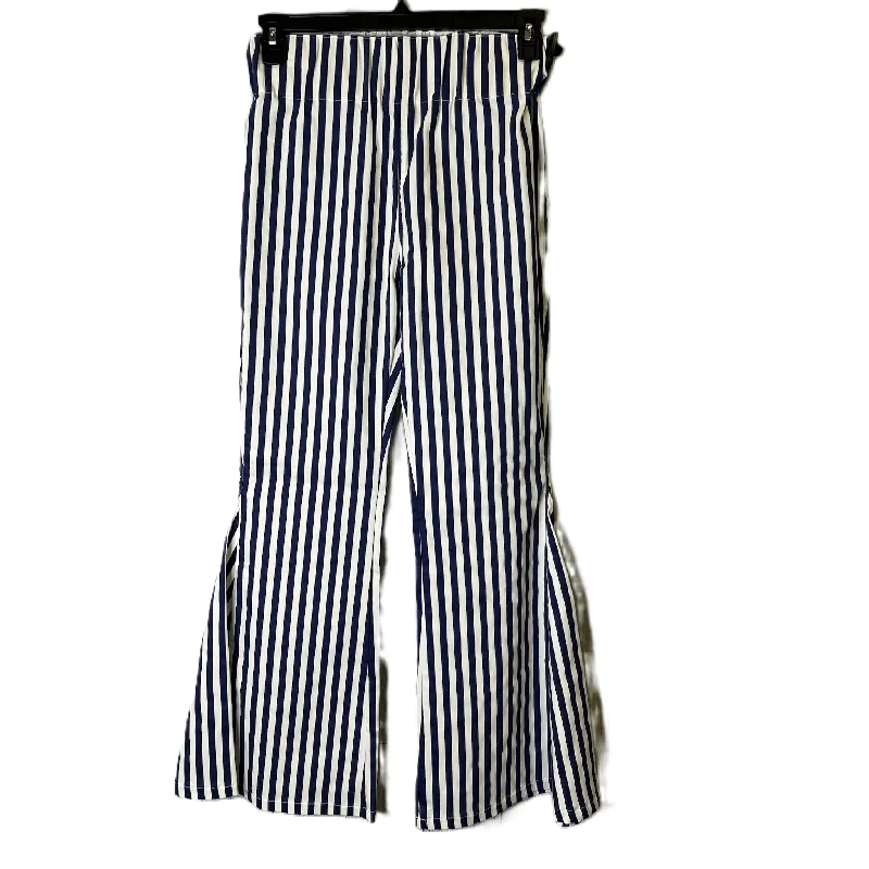 Lightweight travel pants with wrinkle-free fabric -Pants Wide Leg By Favlux In Striped Pattern, Size: L