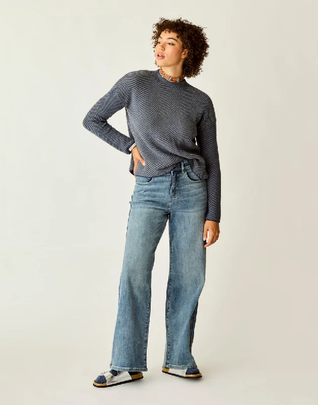 Painted Back Pocket Jeans for Artistic -Audrey Wide Leg: Blue Ridge