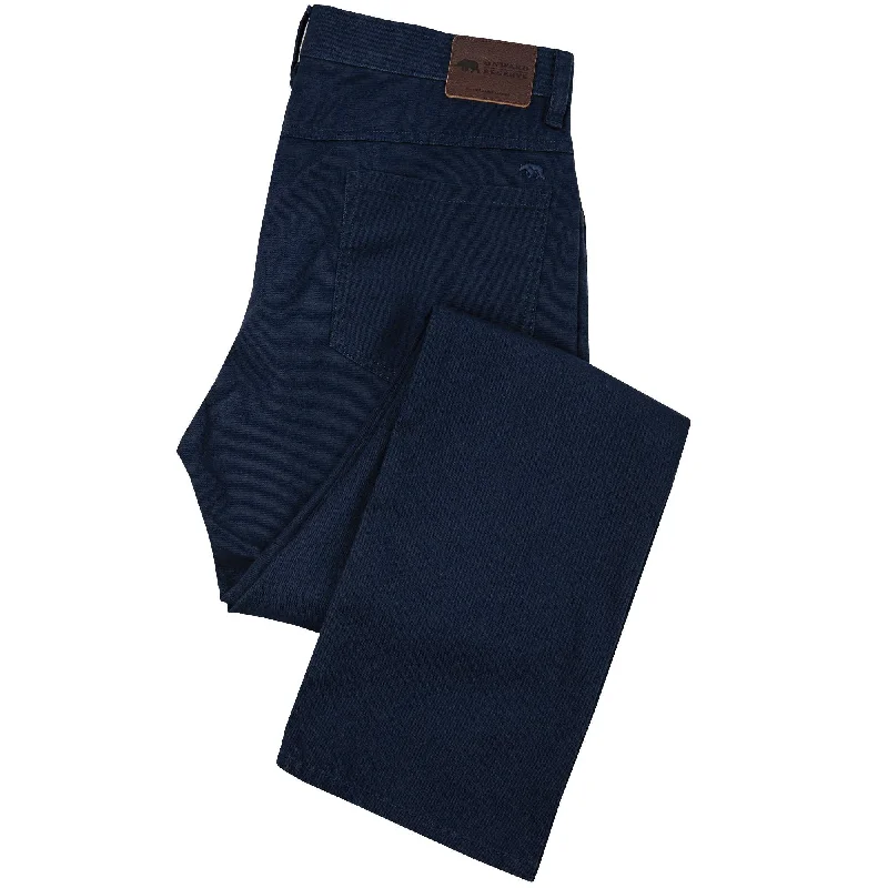 Tapered ankle pants for sleek modern silhouettes -Flex Micro Canvas Five Pocket Stretch Pant Navy