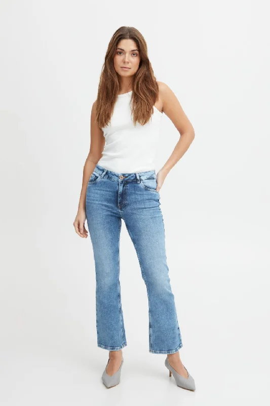 Designer Jeans for Luxury -Ria Highwaist Kickflare Blue Denim Jean