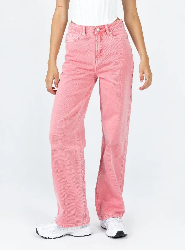 Side Pocket Jeans for Extra -Regina Mom Denim Jean Pink