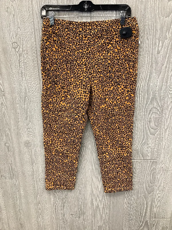 Cozy fleece pants for cold winter nights -Pants Cropped By Who What Wear In Animal Print, Size: 10