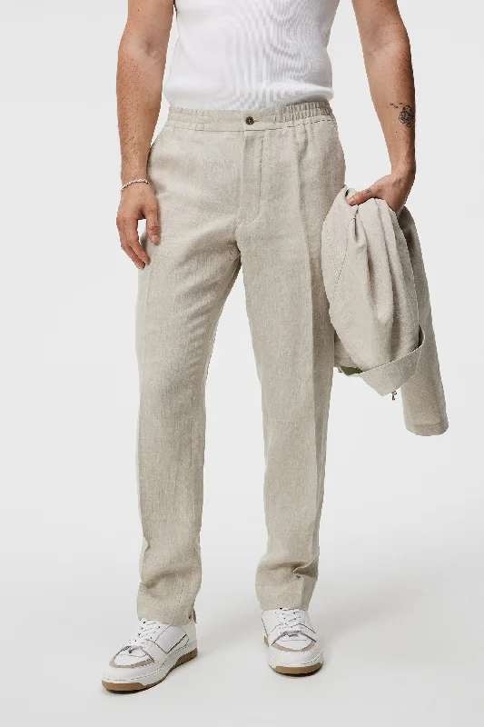 Lightweight travel pants for long flight comfort -Soren Linen Pants