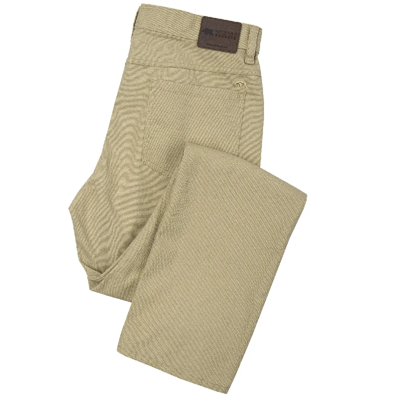 Vintage corduroy pants for retro style vibes -Flex Micro Canvas Five Pocket Stretch Pant Tan