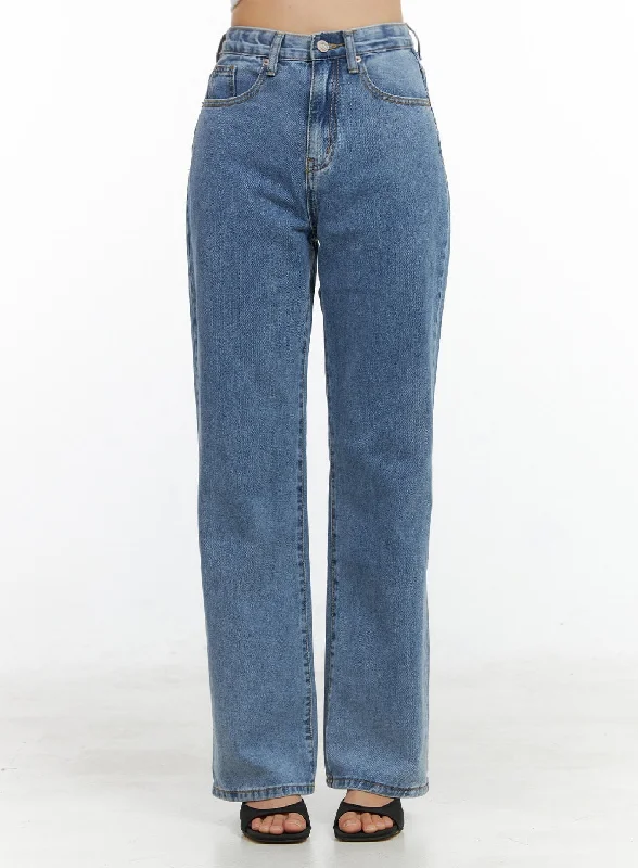 Jean Skirts for Feminine -Washed Straight Jeans OL411