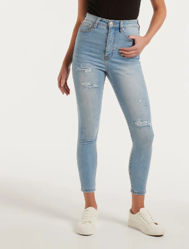 Button Fly Jeans for Traditional -Mila Cropped High-Rise Skinny Jeans