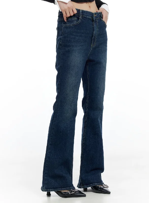 Cargo Jeans for Utility -Clea Elastic Flare Dark Denim Jeans CO425