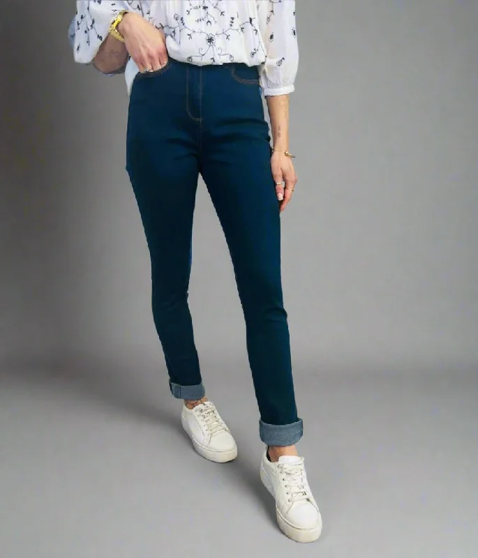 Party Jeans for Night Out -Indigo Stretch Slim Leg Jeans