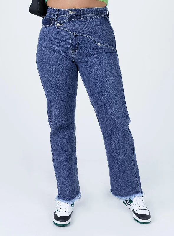 Camping Jeans for Wilderness -Reine Yolk Detail Denim Jeans