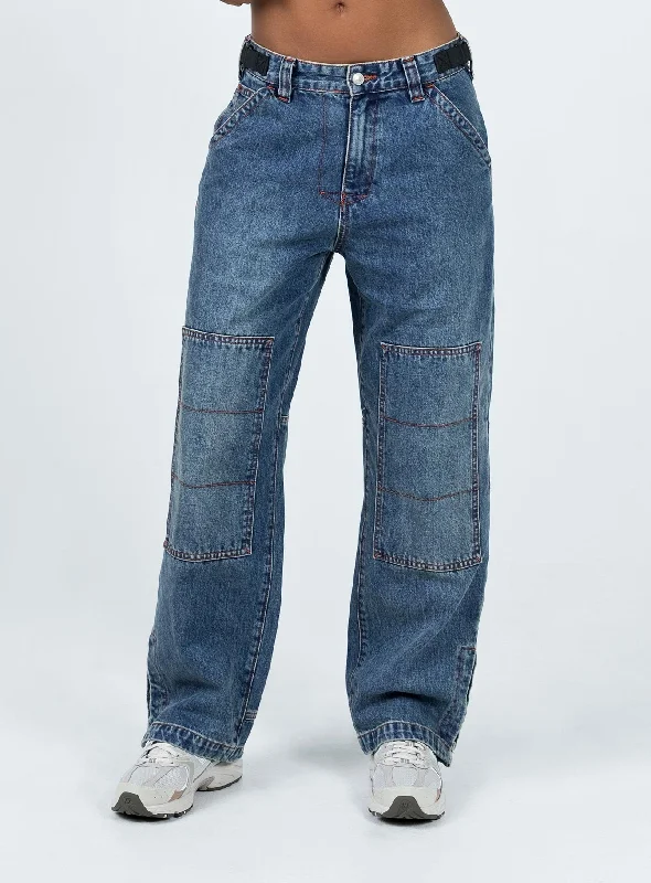 Cutoff Shorts Jeans for Fun -Tein Low Waist Jeans Dark Denim