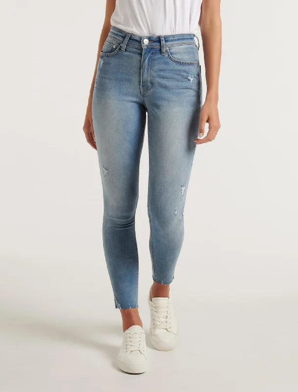 Yoga Jeans for Stretch -Nala Mid-Rise Ankle Skinny Jeans