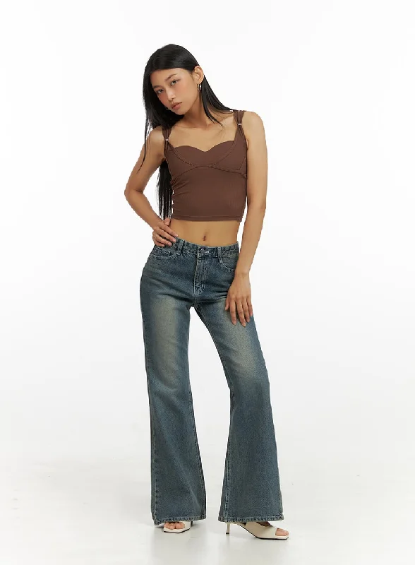 Tapered Jeans for Modern -Vintage Washed Bootcut Jeans IU412