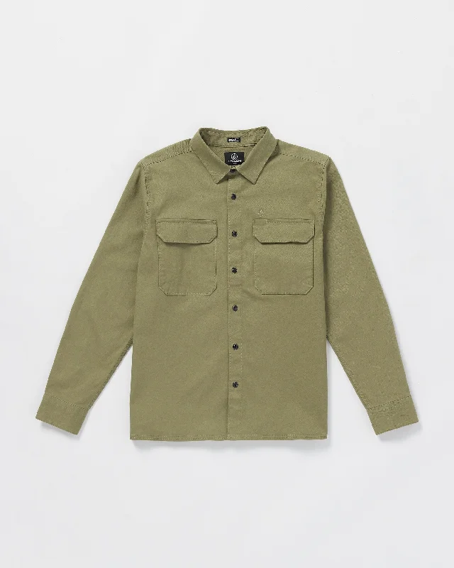 Hiking Jeans for Trail -Servicestone Workshirt Long Sleeve Shirt - Thyme Green