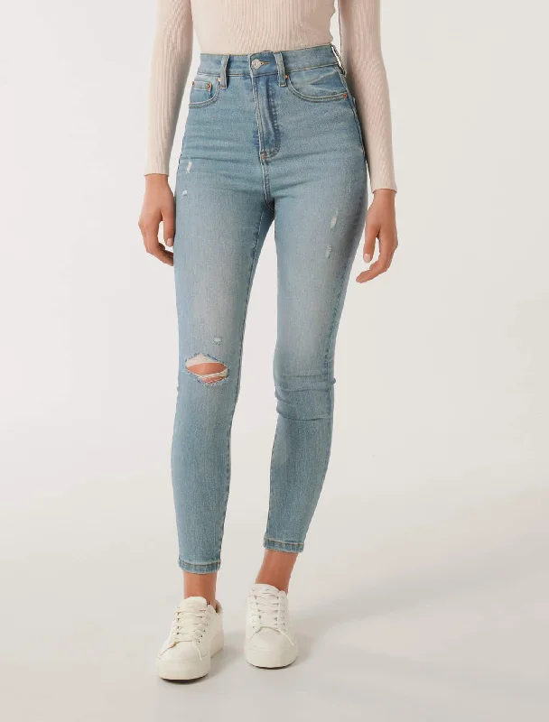 Metal Button Jeans for Classic -Mila High-Rise Skinny Jeans