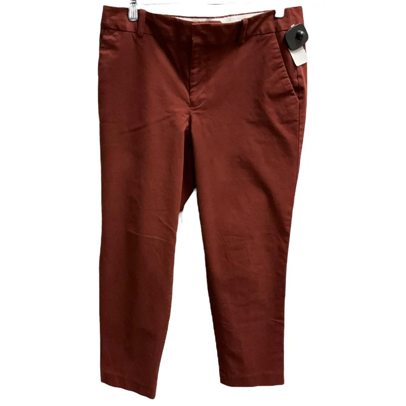 Pleated trousers pants for sophisticated gentleman charm -Pants Cropped By Eddie Bauer In Orange, Size: 6