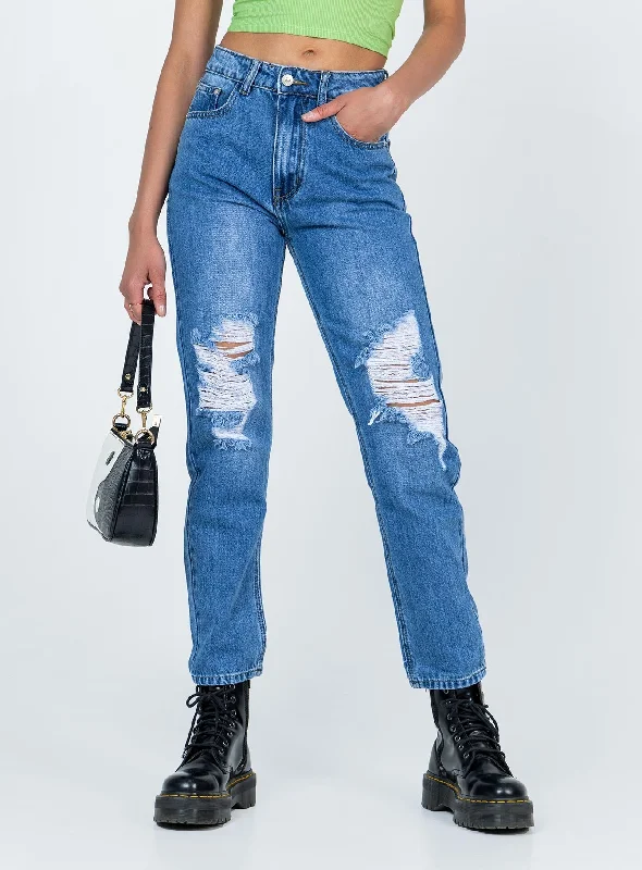 A-line Skirt Jeans for Grace -Khaled Skinny Mid Wash Denim Jeans