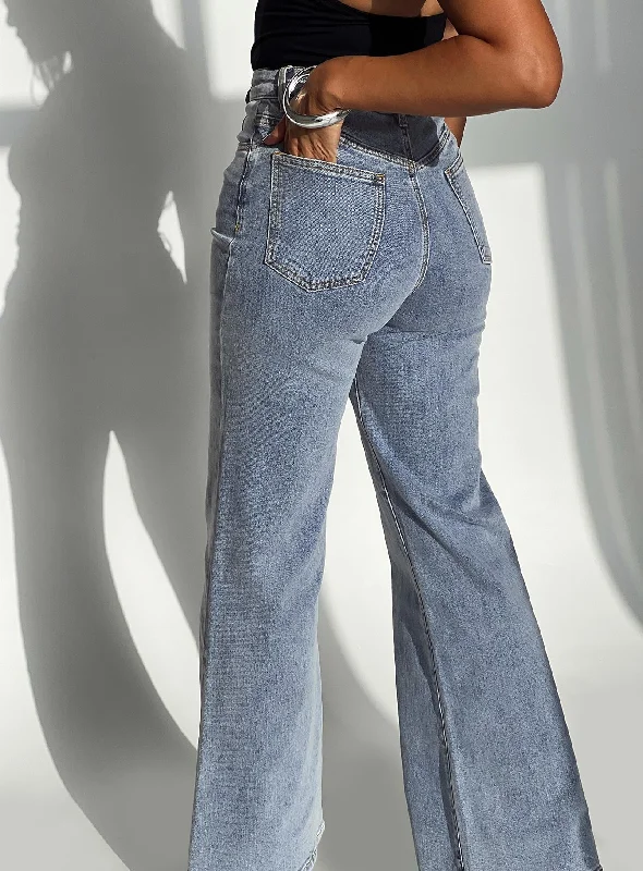 Distressed Jeans for Edgy Style -Thearlie High Flare Jean Light Wash