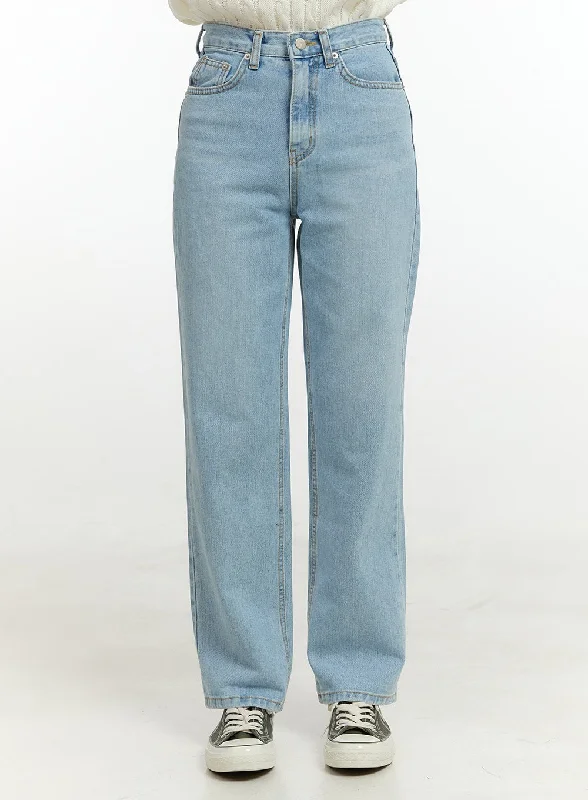 Low Waisted Jeans for Casual -Light Washed Straight Jeans OL423