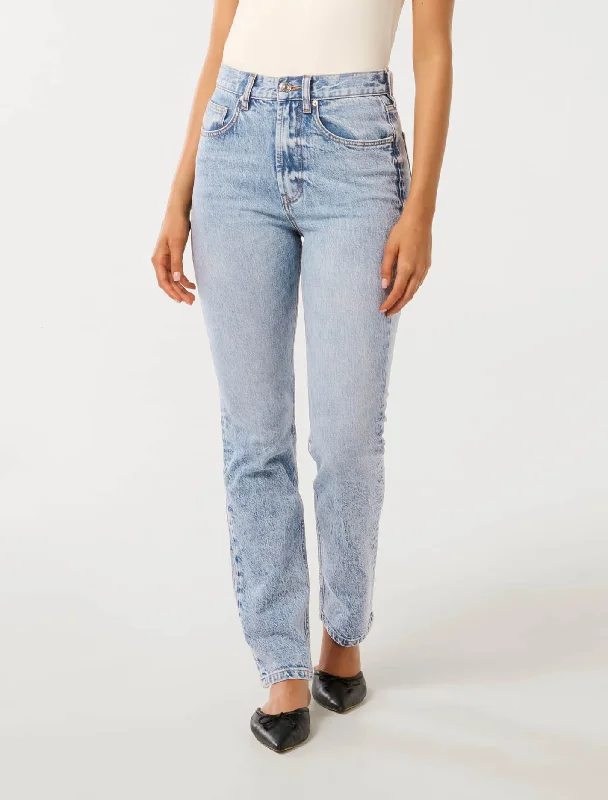 Acid Wash Jeans for Vintage -Rebecca High Rise Straight Jeans