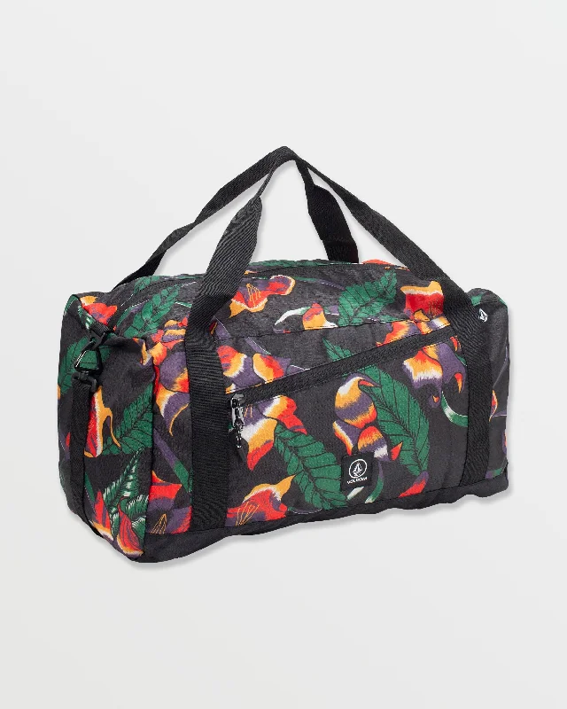 Blue Jeans for Everyday Wear -Bt Packable Duffel - Black Floral Print