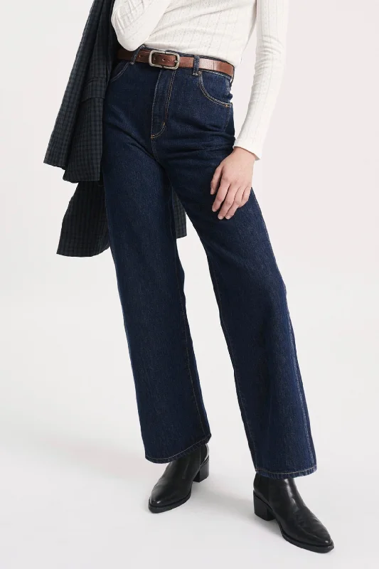 Slim Boyfriend Jeans for Hybrid -Heidi Dark Vintage Indigo High Straight Jean