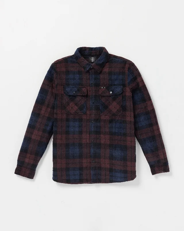 Cargo Jeans for Utility -Bowered Fleece Long Sleeve Shirt - Merlot