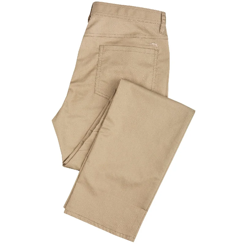 Stylish wide-leg pants for bold evening looks -Performance Five Pocket Stretch Pant Tan